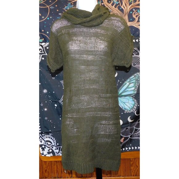 Click Green Slouch Neck Semi-Sheer Sweater Dress - Picture 2 of 5